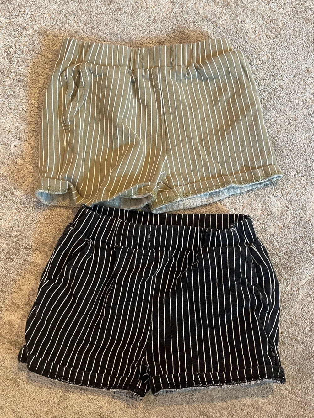 Trilogy Design Co. Toddler Striped Shorts - Olive & White